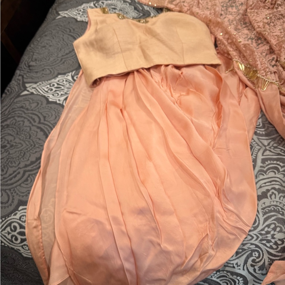Elegant Peach and Gold Dress